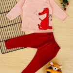 Kids Full Sleeves Dark Grey T-Shirt (Peach and Red)