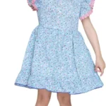 Girl's Floral Print Cotton Dress (Pink)