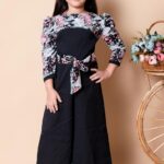 Girls Kids Floral Jumpsuit Party Dress (Red)