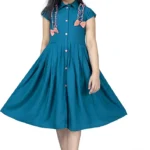 Girl's Knee Length Front Fastening (Teal Blue)
