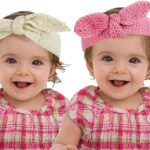 2Pcs Turban Wool Headband - Warm Rabbit  Pink and White