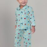 Cotton Full Sleeves Night Suit /Night ( Blue)