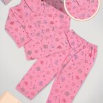 Cotton Printed Night Suit/ Palazzo Night Suit (Pink )