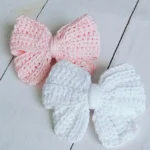 Handmade Crachet Hair Bows (Pink & White)