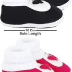 0 to 6 Months Baby Boys and Girls Pack of 2 Pair (Black - Pink)