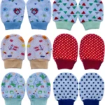 Newborn Baby Cotton with Rib Hand Mittens Set