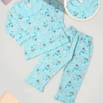 Girl Night Suit / Cotton Printed Full ( Blue)