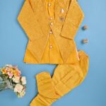 Boys Designer Sherwani Set/Cotton Blend ( Yellow)