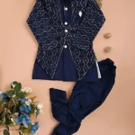 Boys Designer Sherwani Set/Cotton Blend ( Blue)