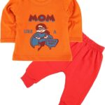 Kids Full Sleeves Dark Grey T-Shirt (Orange and Red)