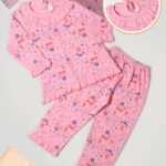 Girl Night Suit / Cotton Printed Full ( Pink )