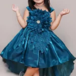 Teal Floral Embellished Party Dress With (Teal)