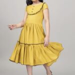 Girl's Knee Length Front Fastening (Yellow)