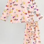 Cotton Night Wear Suit for Girls & Boys (Peach)