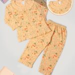 Girl Night Suit / Cotton Printed Full ( Orange)