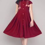 Girl's Knee Length Front Fastening (Red)
