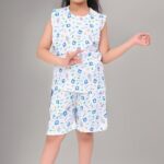 Kids Night Wear for Girls /Summer Night suit (Blue)
