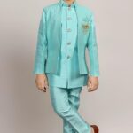 Kids Ethnic Silk Indian Bollywood Outfit (Blue) – Boys Traditional Wear for Weddings & Festivals