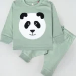 Unisex Cotton Fleece Full Sleeve Track Suit for Boys & Girls (Green Panda ).