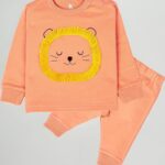 Unisex Cotton Fleece Full Sleeve Track Suit for Boys & Girls (ora sunshine)